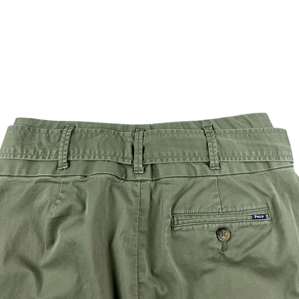 Polo Ralph Lauren Womens Belted Tapered Leg Pleated Pants Size 0 Green Preppy Gr - Picture 11 of 16